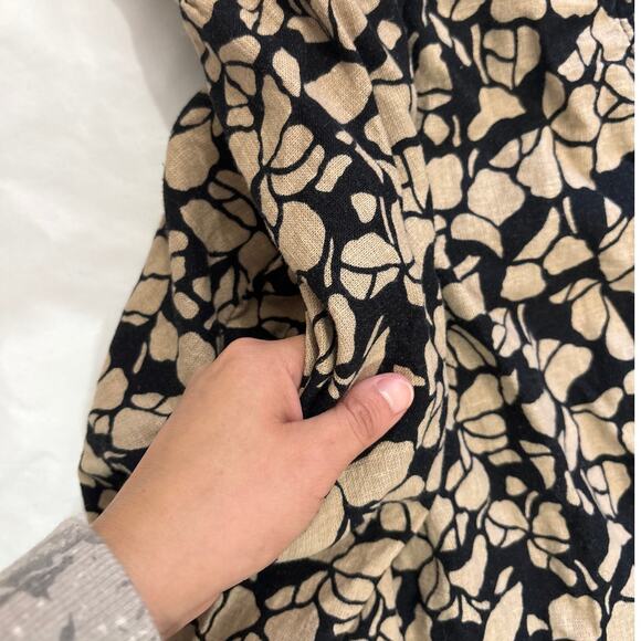 Abercrombie & Fitch Womens XL Linen Blend Brown Floral Midi Dress Ethreal - Picture 6 of 12